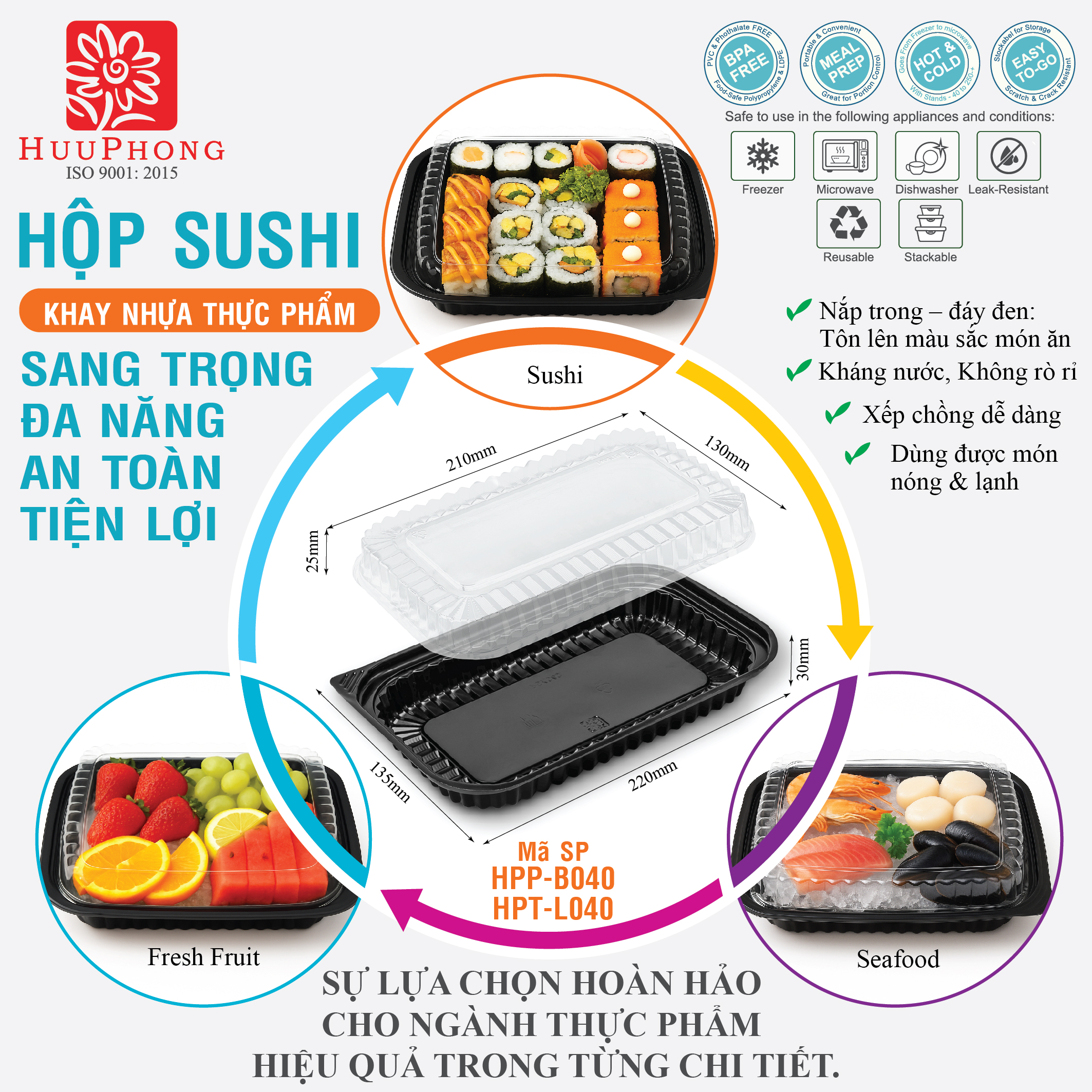 Khay - Nắp Sushi 1 Ngăn