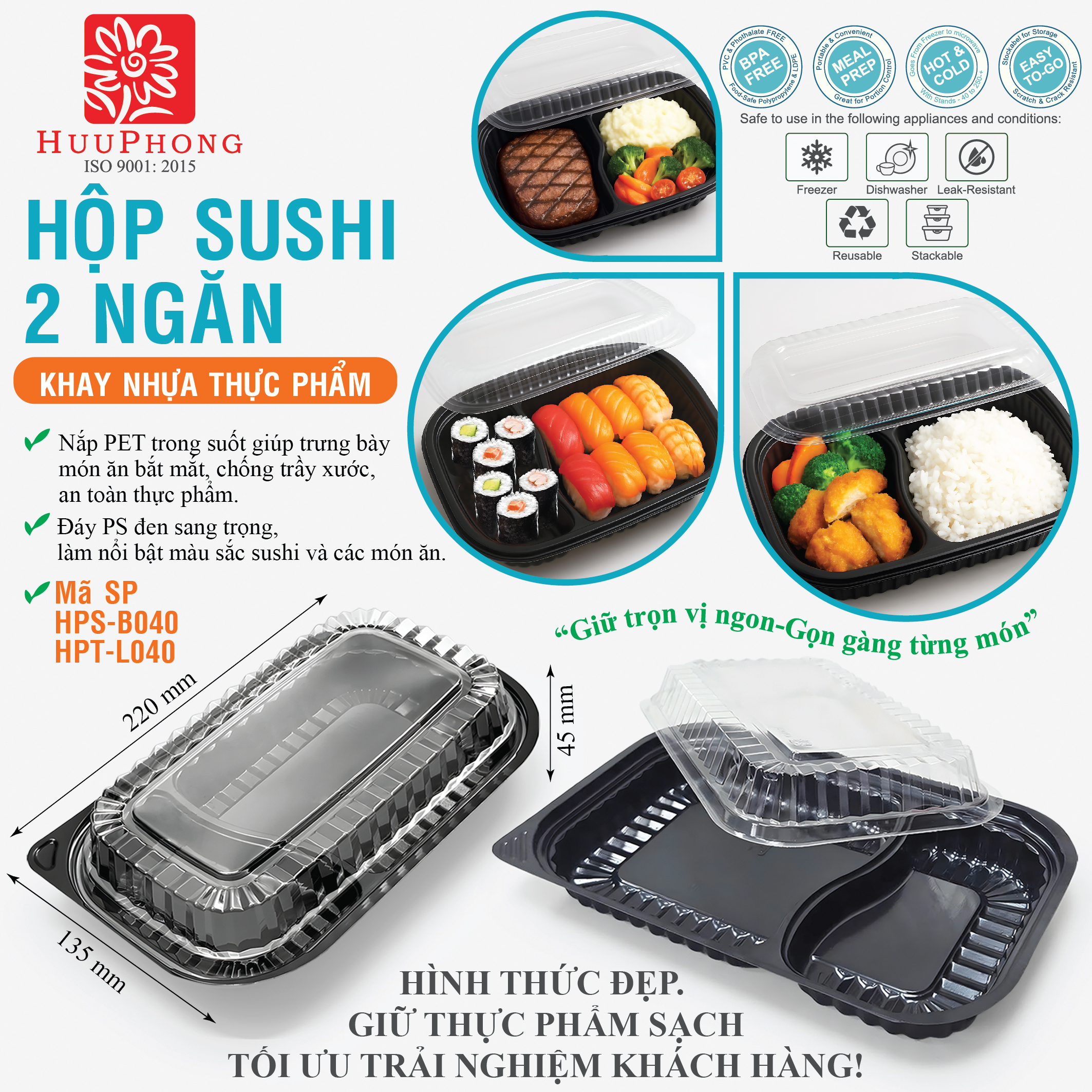 Khay - Nắp Sushi 2 Ngăn