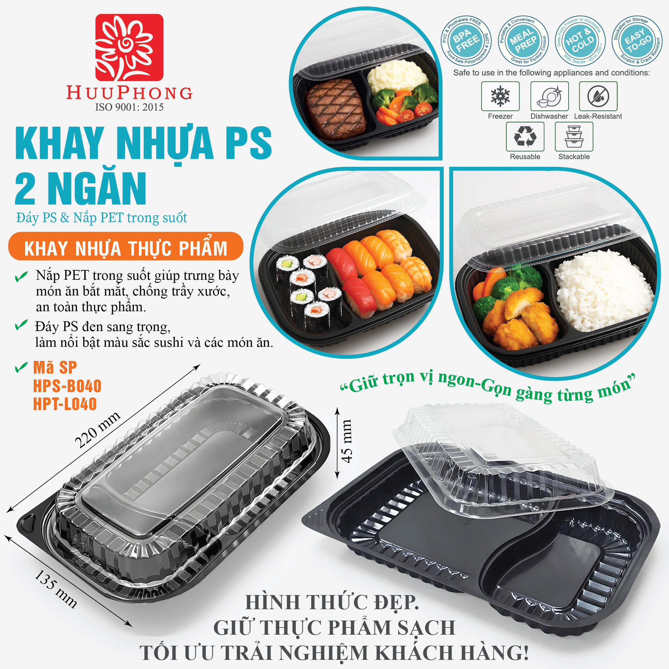KHAY PS ĐEN 2 NGĂN
